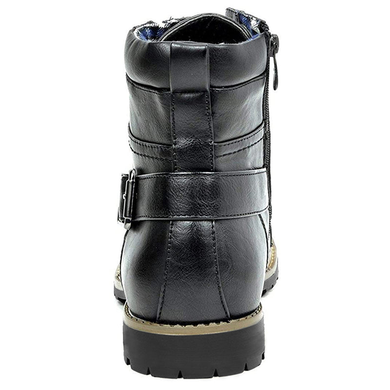 Knight's Style PU Leather Mental Zipper Motorcycle Men Boots