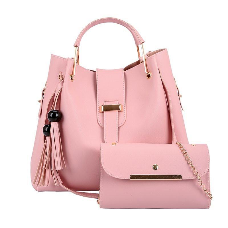 3-Piece Set Beaded Fringe Deco Large Capacity Clutch Bag Tote Bag Crossbody Bag