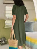 Women's Casual Holiday High Waist Cotton Linen Dress