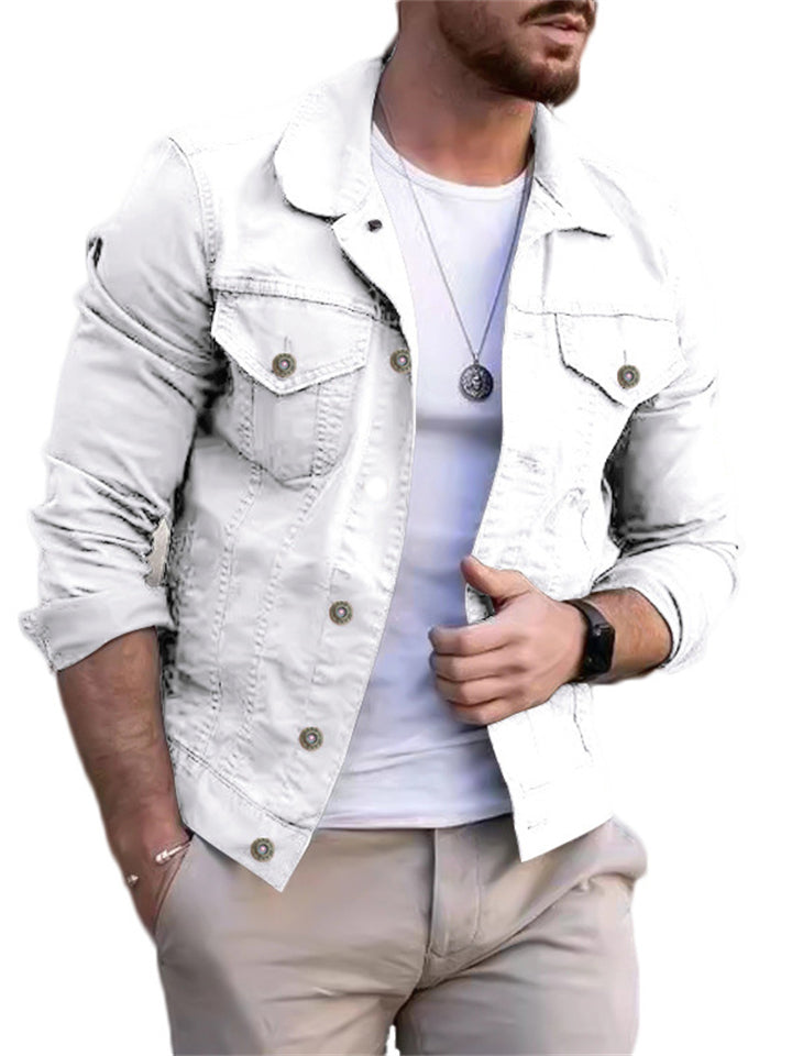Men's Slim Fit Long Sleeve Casual Denim Jackets