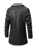 Men's Winter Warm Fur Lining PU Leather Jacket Coat