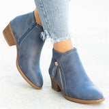 Women's Fashion Pointed-Toe Chunky Heel Ankle Boots