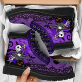 Super Stylish High-Top Skull Print Lace-Up Low Chunky Heel Booties