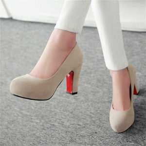 Solid Color Round Toe High Heels