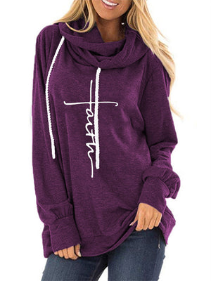 Women's Stylish Letter Printed Pullover Long Sleeve Drawstring Hoodies