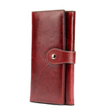 Solid Color Vintage Genuine Leather Wallet For Women