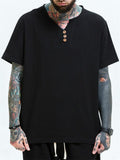 Men's Plus Short-Sleeved Solid Color Loose Cotton And Linen T-Shirt