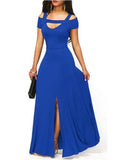 Pretty Fitted Waist Cutout Design Slit Maxi Dress for Prom