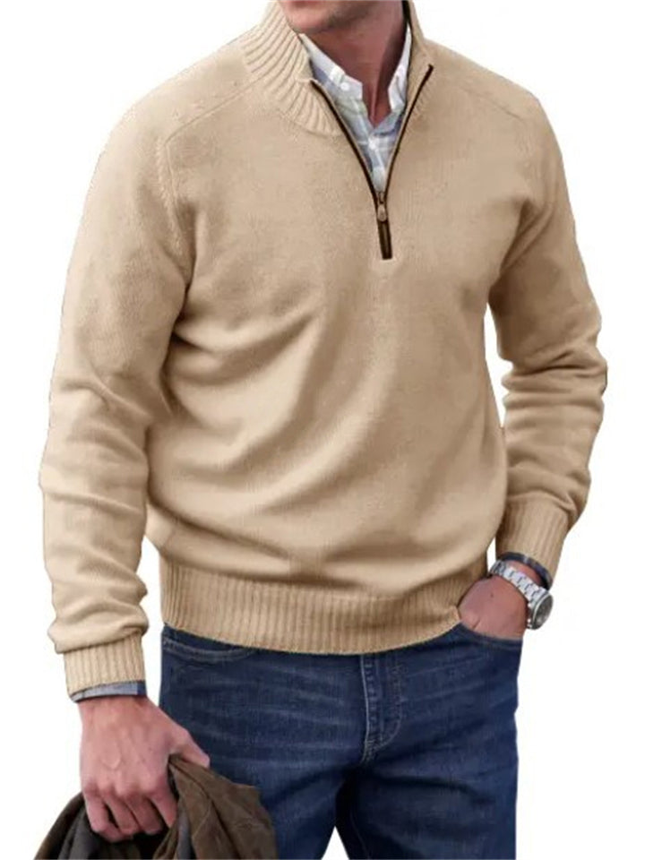 Men's Fashion Stand Collar Quarter Zip Sweaters