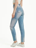 Youth Campus Casual Style Harem Pants Washed Effect Denim Jeans for Women