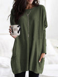 Women's Relaxed Long Sleeve Crew Neck Shirts with Pockets