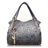 Women Elegant Vintage Hollow Out PU Leather Handbags