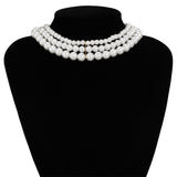 Classy Simple Artificial Pearl 3 Strand Necklace For Women