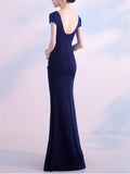 Sexy V Neck Side Slit Beaded Formal Dress for Dinner