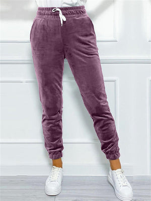 Drawstring Jogger Casual Velvet Pants for Women