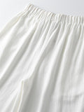 Mens Loose Plain Solid Color Linen Casual Pants
