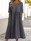 Women's Cozy Cotton Linen Tunic Dress