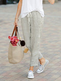 Summer Cozy Drawstring Linen Capri Pants for Women