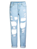 Street Style Fashion Loose Ripped Denim Jeans for Women