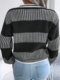 Comfy Contrast Color Leisure Long Sleeve Ladies Knitted Sweaters
