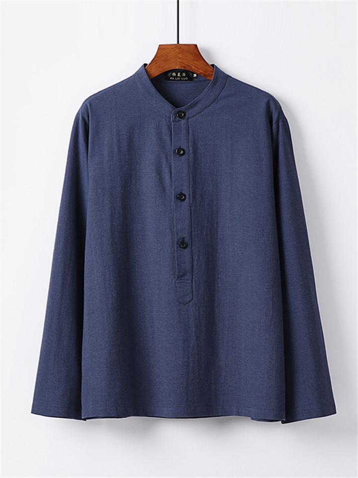 Casual Long-Sleeved Cotton And Linen Breathable Loose T-Shirt