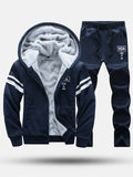 Windproof Thick Hooded Sportswear Male Two Pieces Set