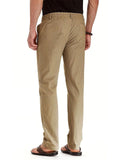 Men's Elastic Drawstring Waistband Casual Straight Cotton Pants