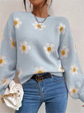 Floral Printed Round Neck Sweaters For Women