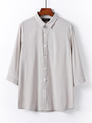 Loose Casual Comfy Striped Full Buttons Long Sleeve Shhirts