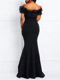 Gorgeous Off Shoulder Ruffle Design Maxi Mermaid Dress for Evening