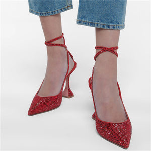 New Elegant Fashion Sequined Design Slingbacks Prom High Heels