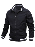 Men's Stand Collar Zip Up Slim Fit Casual Sports Jacket