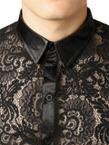 Men's See-Through Slim Fit Long Sleeve Sexy Lace Shirts