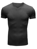 Men's Summer Knitted Sporty V Neck Short Sleeve T-shirts