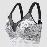 Women's Lace Floral Embroidered Summer Thin Bras - Black