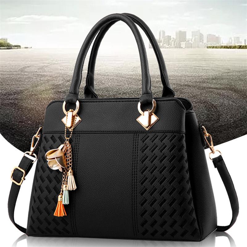 Textured Style Gold-Tone Hardware Dual Top Handled Spacious Interior Adjustable Strap Tote Bag