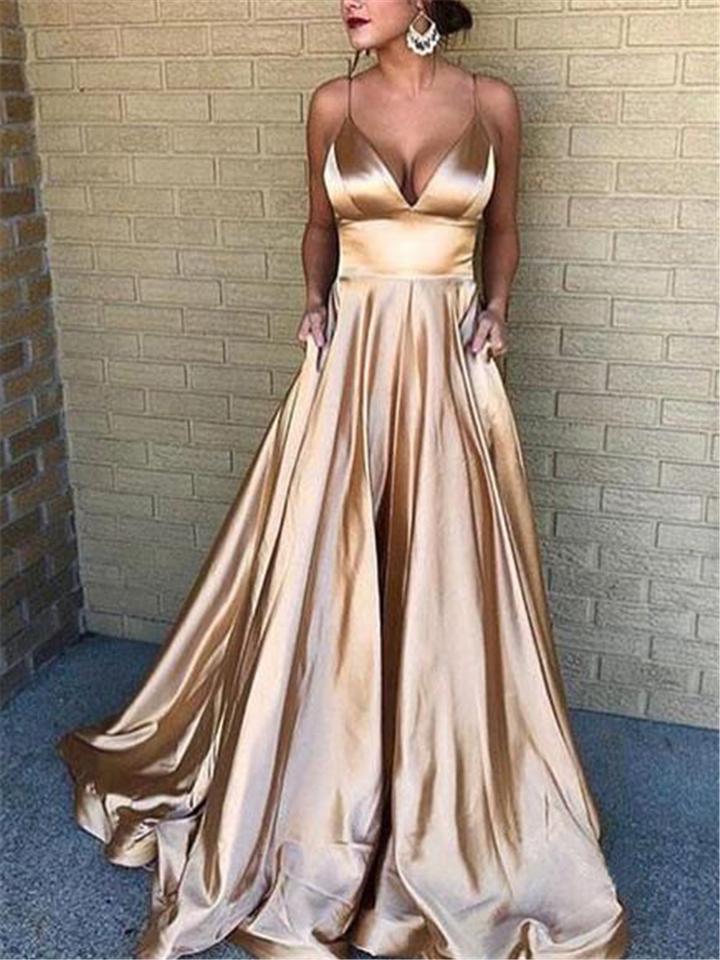 Sexy Pretty Spaghetti Strap Fitted Waist Flare Dress for Prom