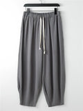 Mens Loose Plain Solid Color Linen Casual Pants