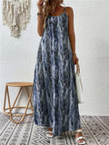 Bohemian U Neck Spaghetti Strap Printed Vacation Dress for Women