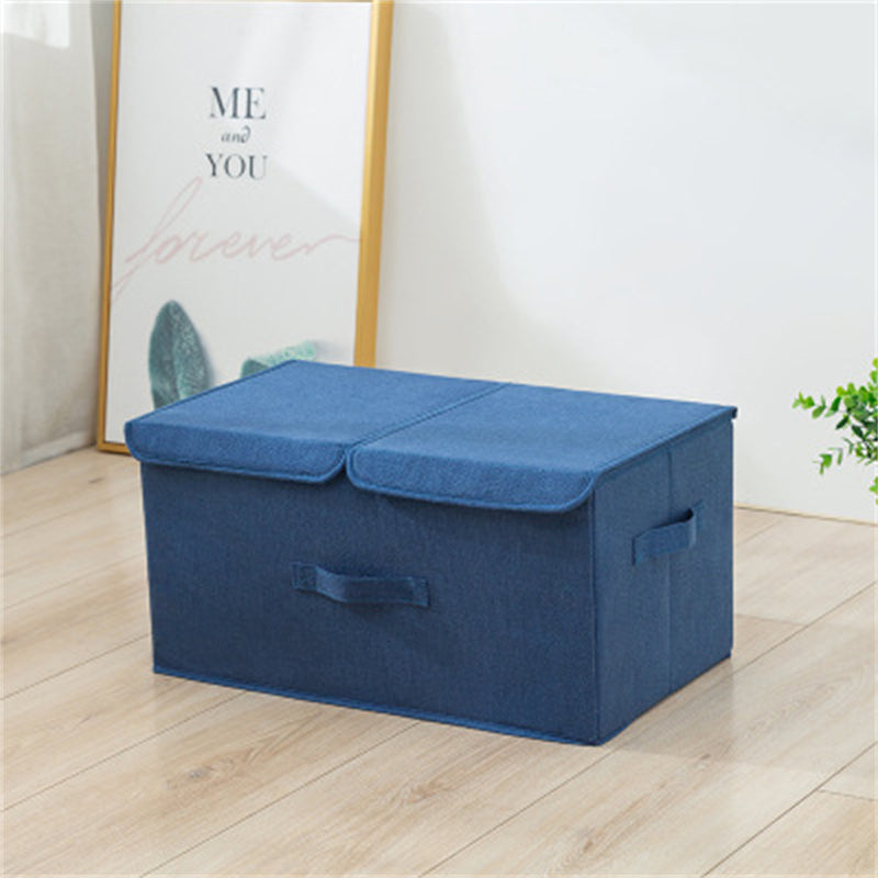 Foldable Storage Box With Double Lids And Compartments