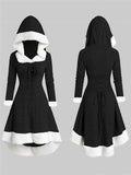 Winter Solid Color Long Sleeve Lace-up Hoodie Dress