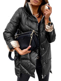 Fashion Stylish Glossy Zipper Solid Color Stand Collar Coat For Women