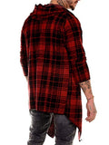 Men's Plaid Fashion Casual Hooded Mid-Length Simple Coat