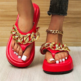 New Fashion Chain Flip-flops Flat Platform Slippers