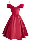 1950S Cold Shoulder Bow Satin Strap Dress