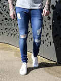 Fashion Simple Skinny Stretchy Ripped Jeans for Male