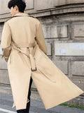 Men's Double-Breasted Lapel Gentleman Business Casual Long Trench Coat