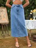 Lady Casual Stylish All Match High Rise Denim Skirt