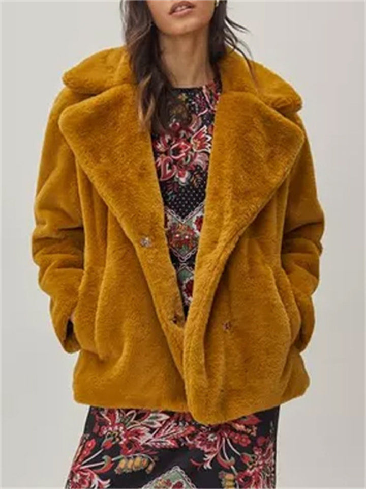 Ladies Temperament Warm Bright Plush Large Size Winter Coats