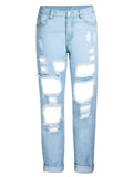 Street Style Ripped Harem Pants Extra Loose Campus Women Jeans for Summer Autumn